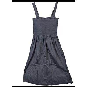 LOFT Navy Smocked Bodice Midi Dress